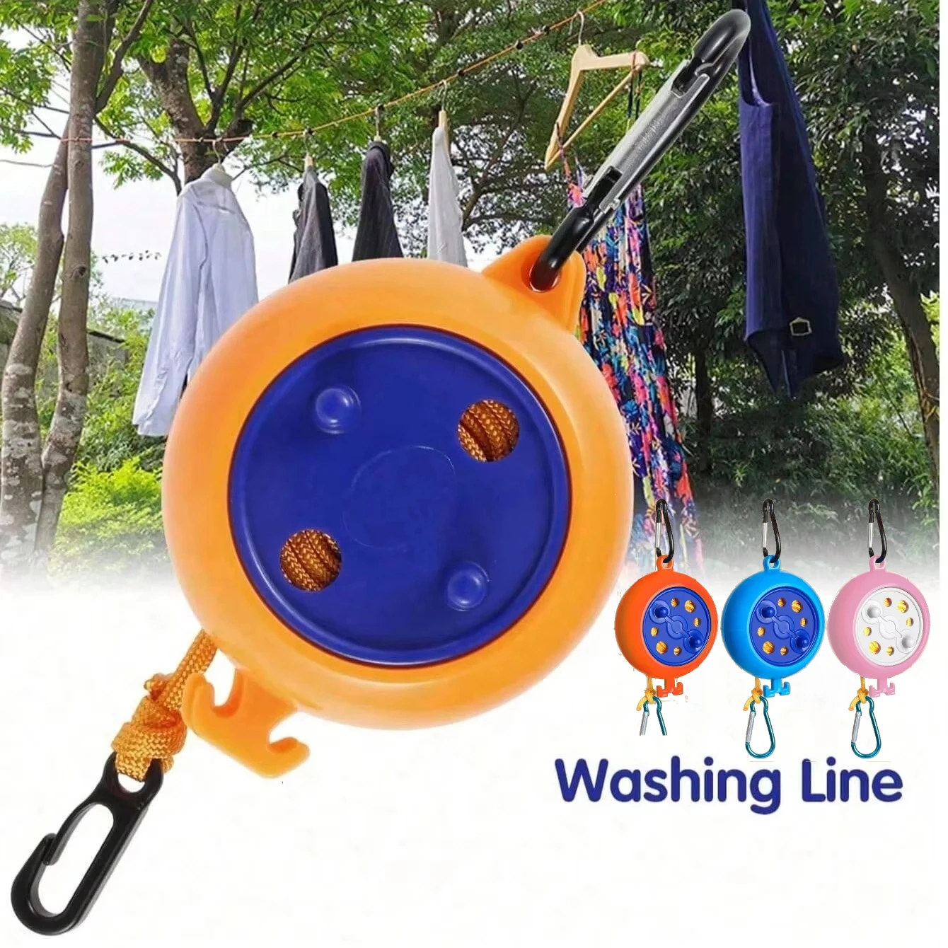 Image of 8M Tragbarer Reise-Wäscheständer Ausziehbare Wäscheleine für Outdoor-Camping und Wäsche