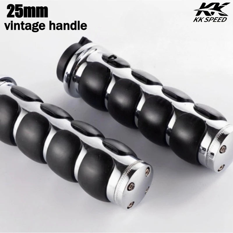 

Retro Motorcycle Handle Bar Hand Grips 25MM Aluminum Rubber Handle for Harley Touring Softail Fat Boy Sportster XL 883 1200 Dyna