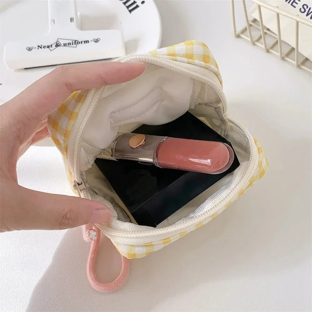 Портативная корейская косметичка квадратный красный конверт дизайн клетчатый органайзер для хранения с бантом дорожный косметичка с ручкой