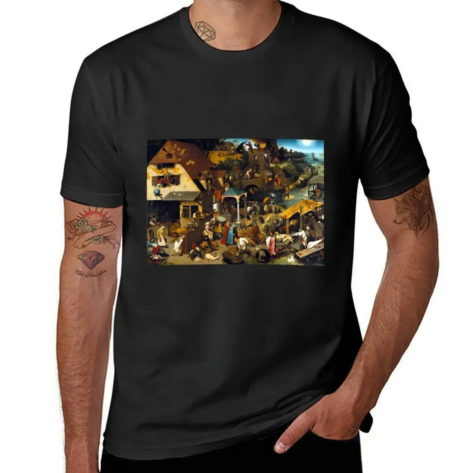 Pieter Brueghel Netherlandish Proverbs T-Shirt anime clothes summer tops t shirts for men pack