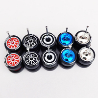 5Sets(for 5 Cars) 1/64 Alloy Car Wheels Rubber Tires for 1:64 Mini Model Car Matchbox