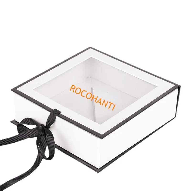 20PCS Luxury white cardboard clothes scarf towel packaging folding paper gift box with clear window