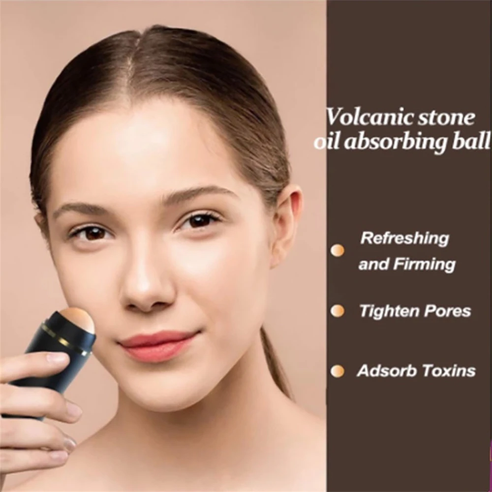 Face Oil Absorbing Roller Volcanic Stone Beauty Oil Removing Rolling Stick Ball Facial Oil Control Cleaning Massager Reusable