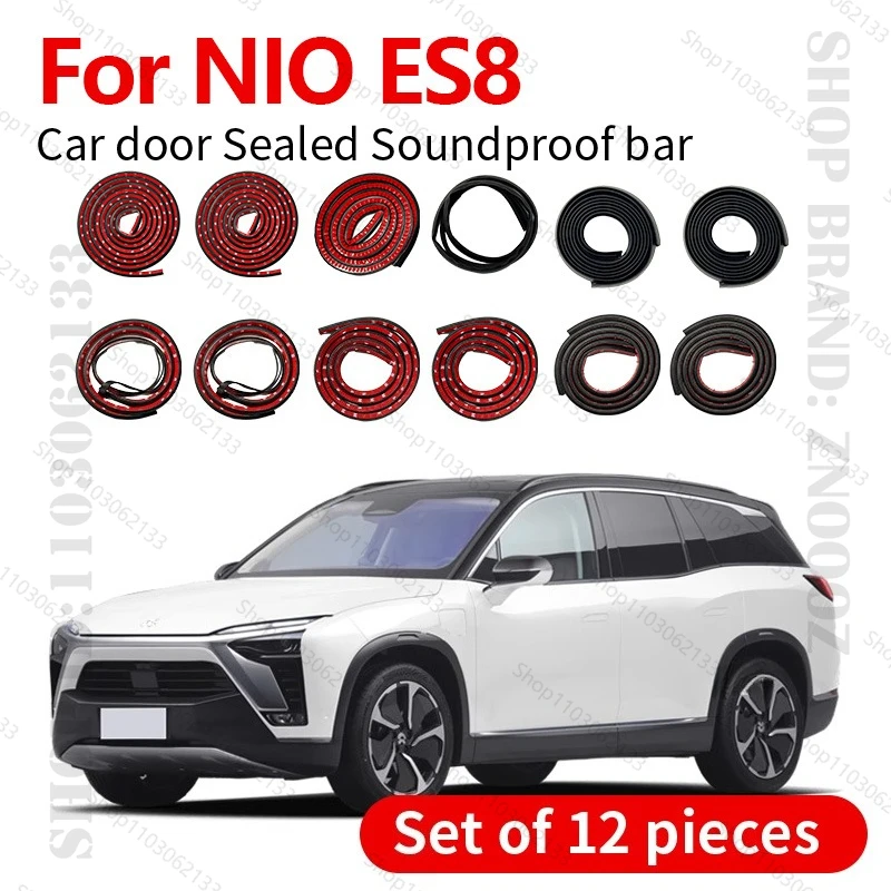 

Для 2017-2023 NIO ES8 уплотнительная лента для двери автомобиля, резиновая двухслойная уплотнительная защита, звукоизоляционная пылезащитная уплотнительная лента, набор из 12 шт.