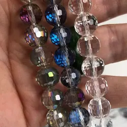 Colorful Plated Round 96 Facets Cut Disco Ball 10mm Faceted Crystal Glass Loose Spacer Beads For Jewelry Making DIY
