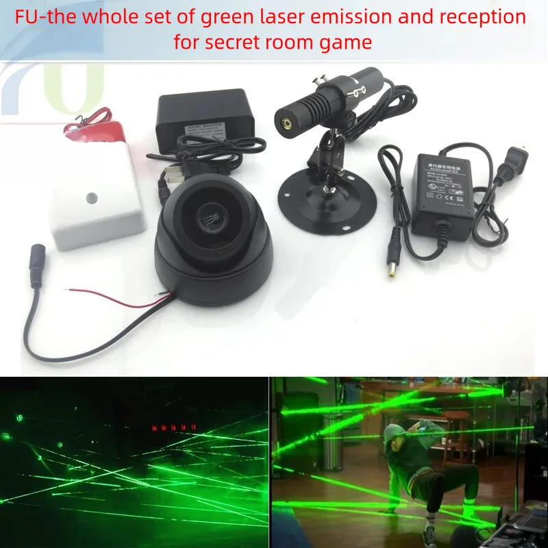 Escape room, secret room maze green red laser transmitter and receiver set for games