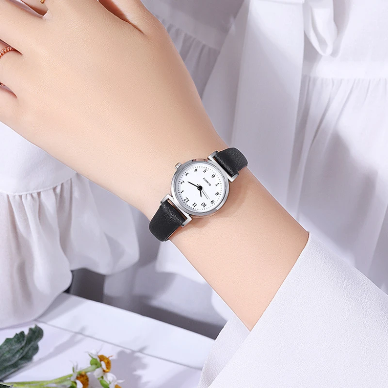 Simple Women Watches Small Dial Quartz Wristwatches Popular Girls Watches Reloj Round Leather Clock Gift Часы Женские Наручные