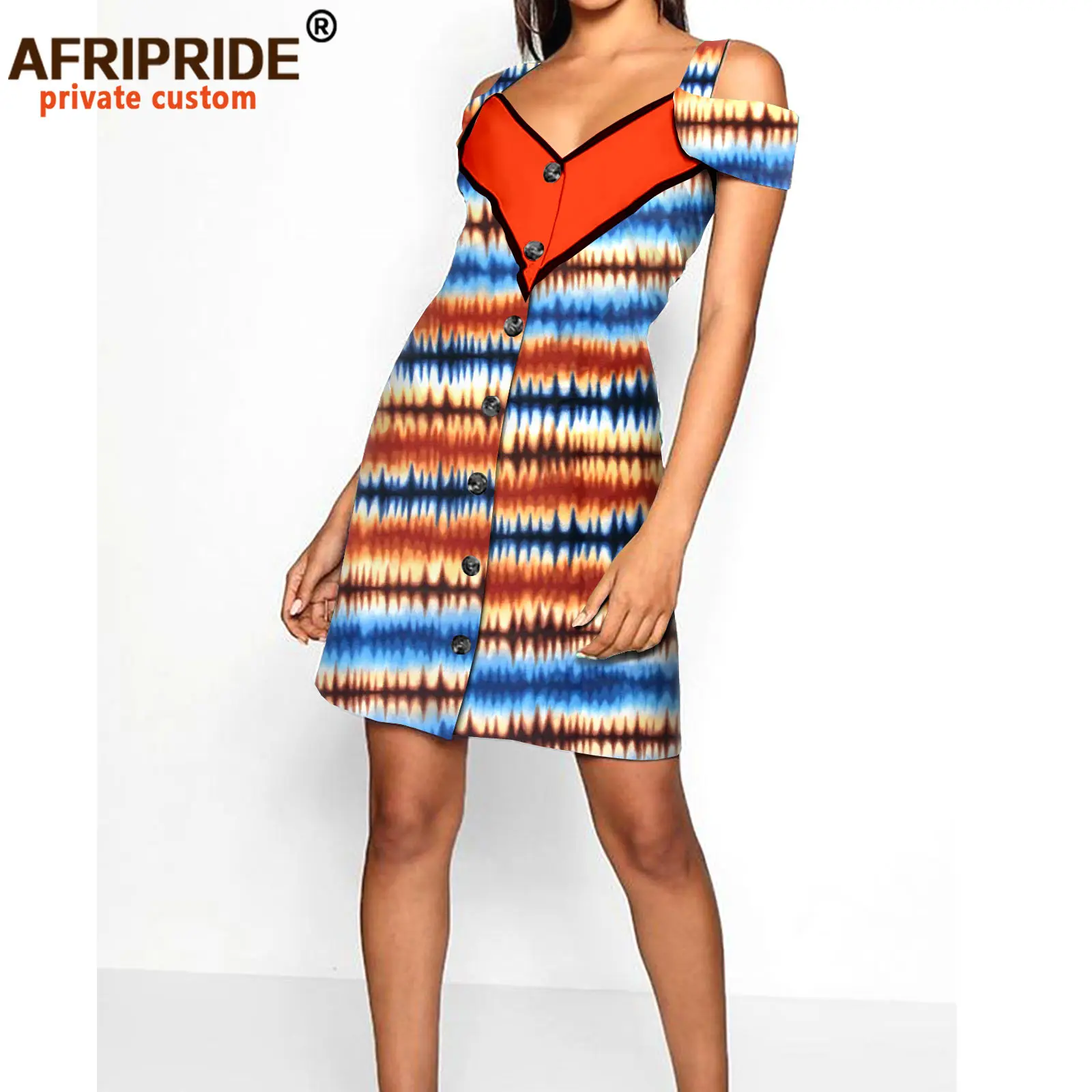 2026 Summer Women Dress Short Sleeve African Ankara Print Bodycon Party Dress Elegant Dress for Lady Sexy Fashion A2125010