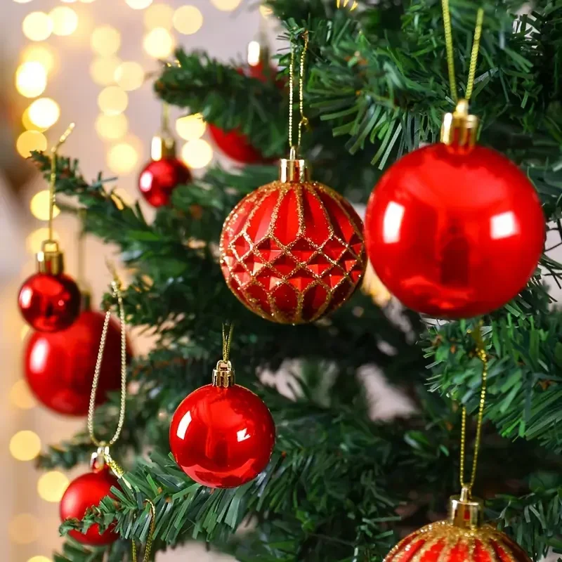Painted Christmas Ball Ornament Set Gift Box Hanging Decoration for Holiday Tree Home Party Indoor Outdoor Celebration Supplies