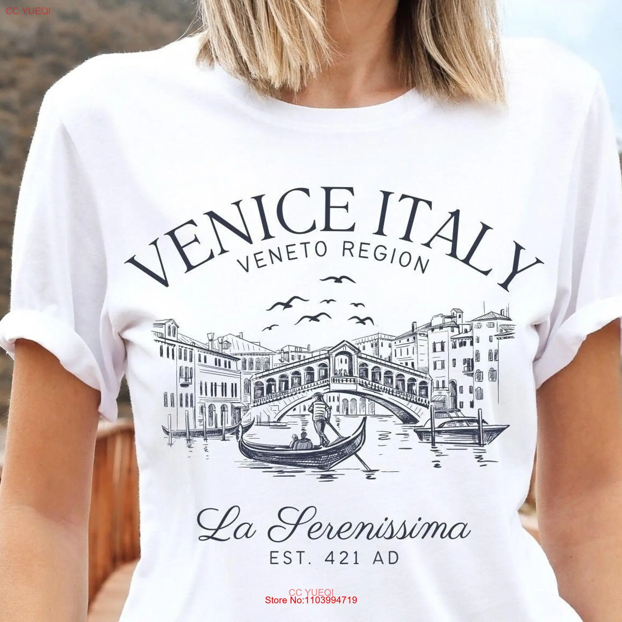 Venice Italy T Shirt Venezia Gondola  long or short sleeves