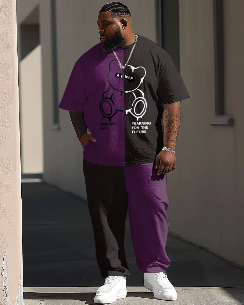 Biggmans-Conjunto de dos piezas de L-9Xl para hombre, ropa de ocio, pantalones de Hip Hop, estampado de oso de calle, traje grande