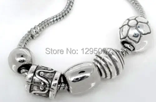 1500Pcs Mixed Spacers European Beads Antique Silver Tone Fit Snake Chain Charms Jewelry Findings