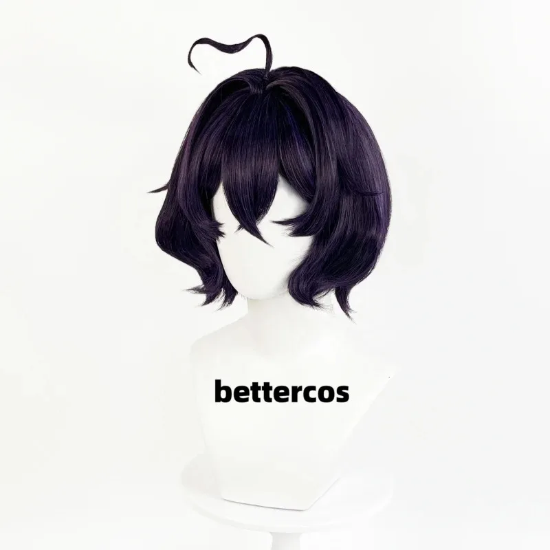 Anime Hiiragi Utena Cosplay Wig Short Scalp Purple Black Wig Heat Resistant Synthetic Wigs Halloween Party Wigs + Free Wig Cap