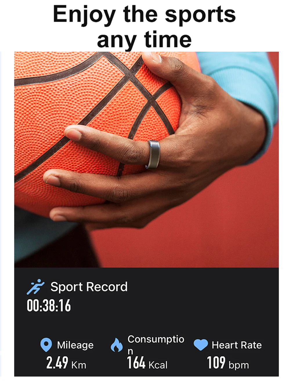 Anello intelligente per uomo donna, monitoraggio della salute del sonno della frequenza cardiaca, impermeabile IP68 e 5 ATM, modalità multi-sport, batteria a lunga durata