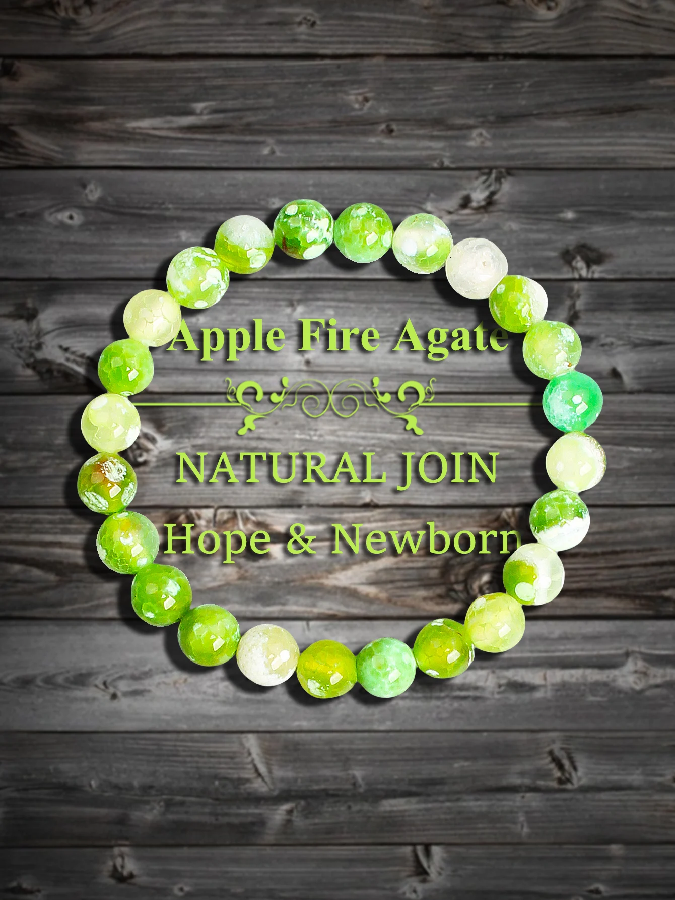 

Apple Green Flame Agate Bead Bracelet For Protection Courage Vitality Strength Resilience Growth Energy Balance Harmony Jewelry