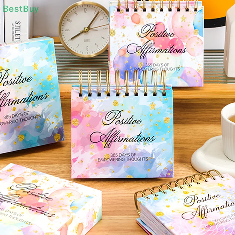 2025 Colorful Calendar Standing Flip Coil Desktop Calendar With Inspirational Quotes Color Inner Pages Calendar Home Decoration