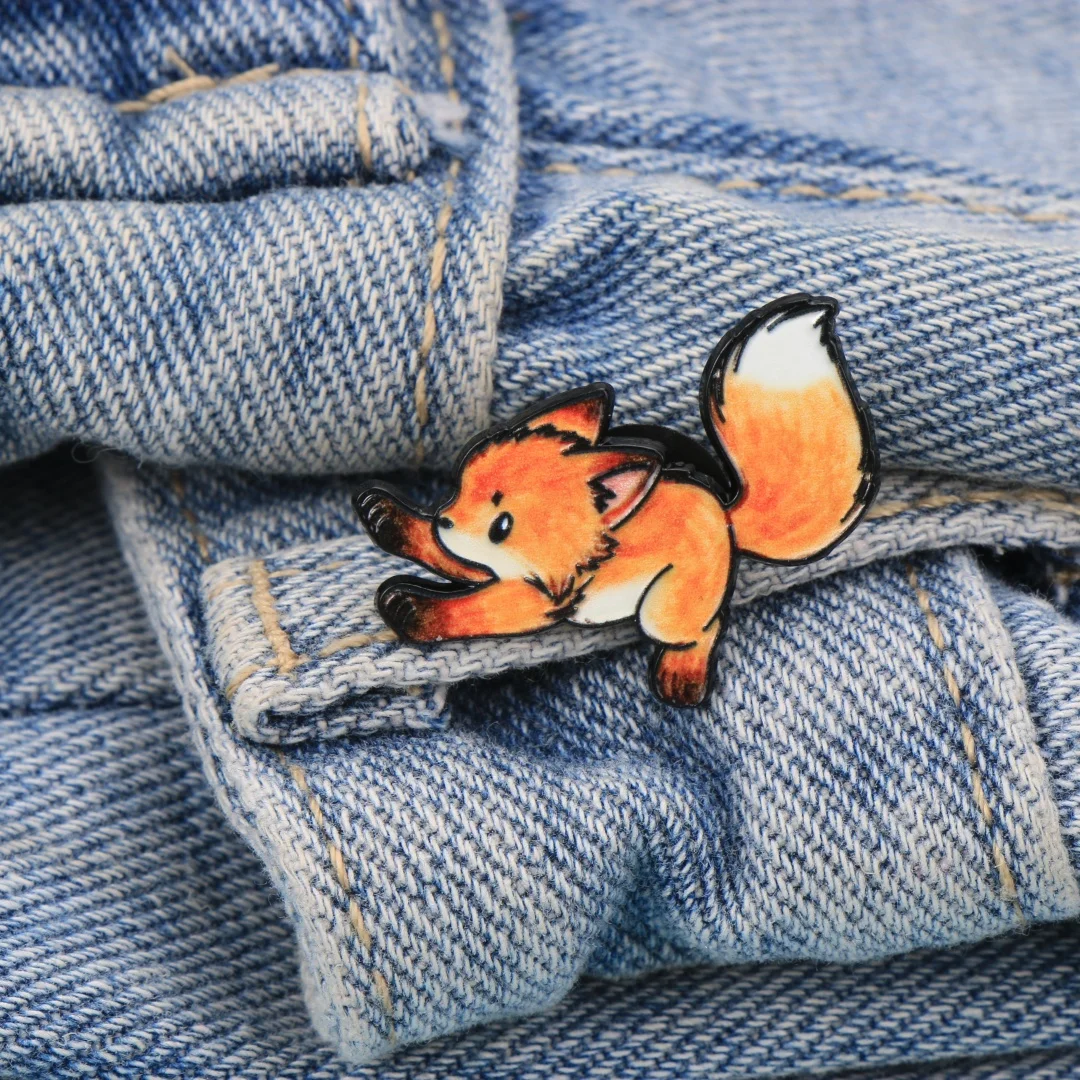 Niedliche Cartoon-Fuchs-Emaille-Anstecknadel, bezaubernde Tierbrosche für Rucksack, Kleidung, DIY-Deko-Accessoires, Großhandelsschmuck – Detail 3