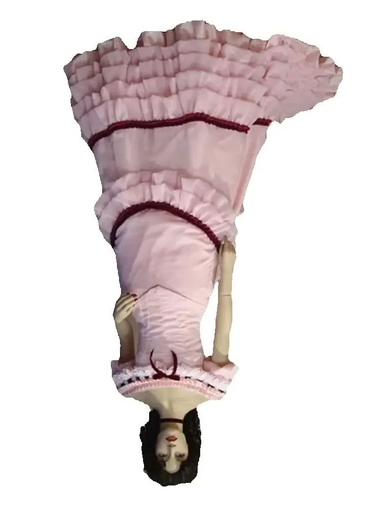 

Medieval Victorian Bustle Ball Gown Skirts with Pink Stripes Classical Vintage Ball Gown Tudor Dress