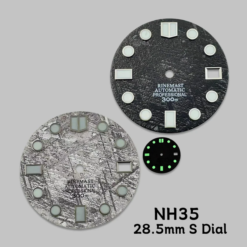 

NH35 dial 28.5mm S Dial gray meteorite dial, suitable for NH35 movement, C3 green luminescence, watch modification accessories