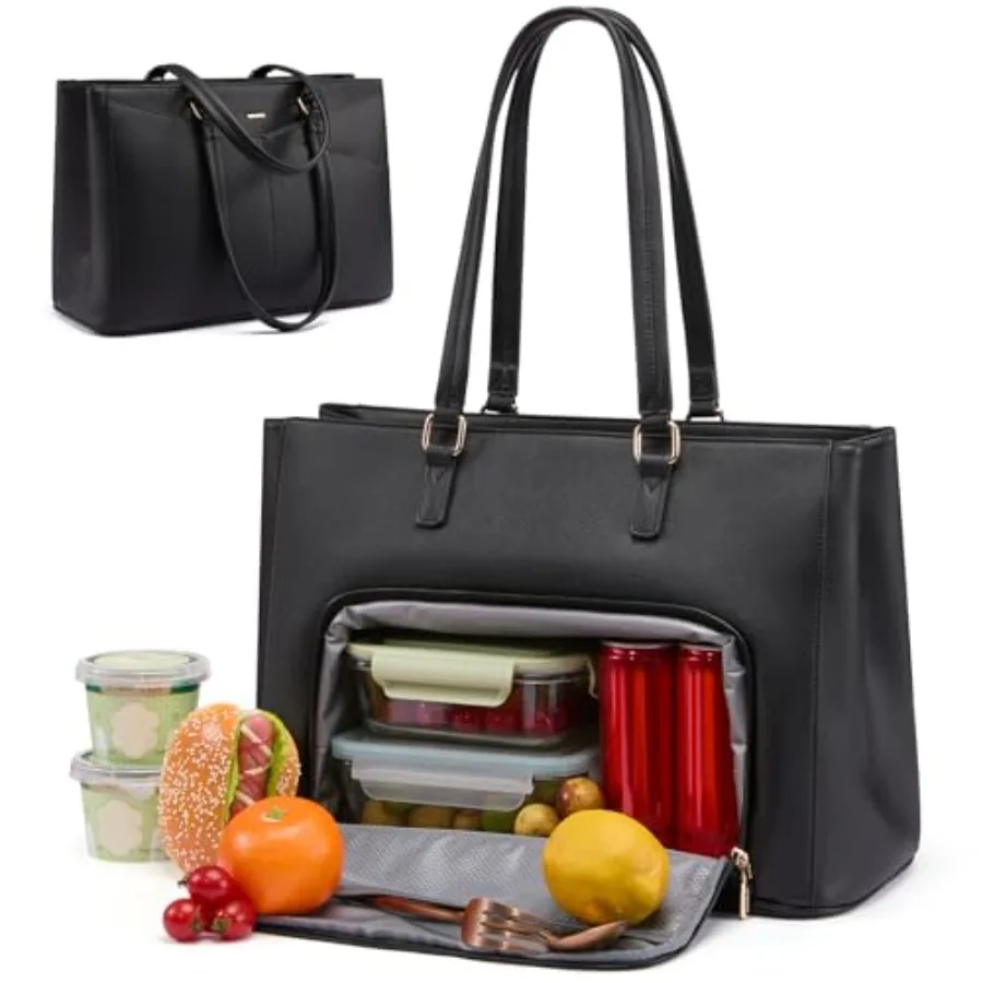 

Tote Bag for Women, Laptop Bag for Work with Insulated Lunch Compartment 2 in 1 Lunch Tote Large Capacity Computer Handbag for