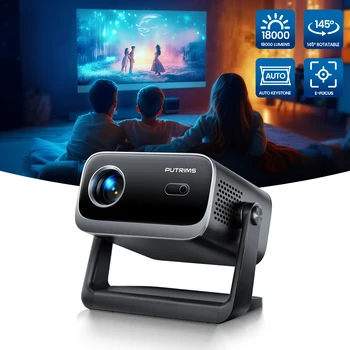 145°Adjustable Stand Mini Projector With WiFi And Bluetooth 1080P Support 18000L Portable Projector Electric Focus Auto Keystone