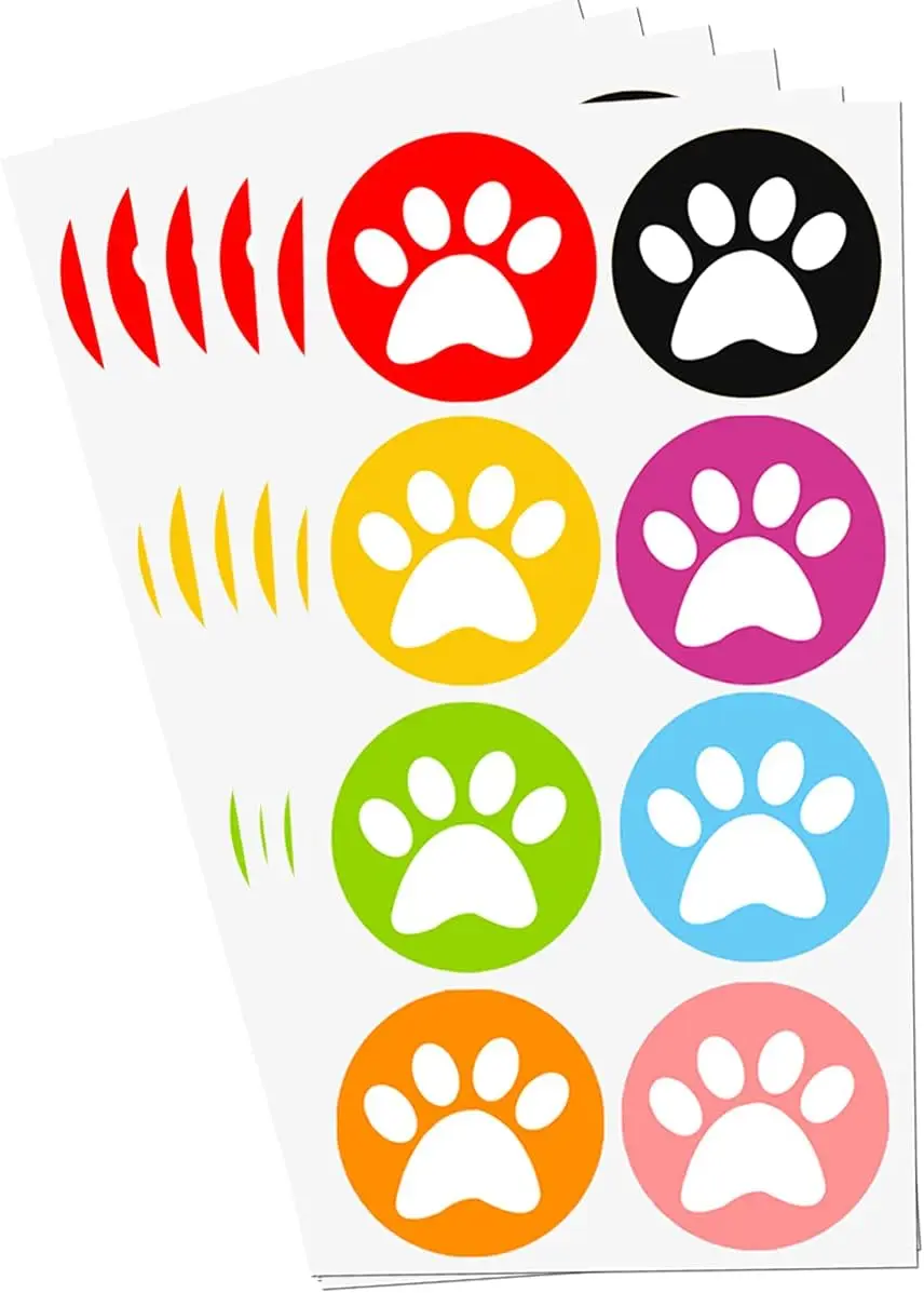 

Colorful Claw Print Sticker 1.5 inch Dog Footprint Labels for Gift Bag Decoration And Crafts,504 Pc