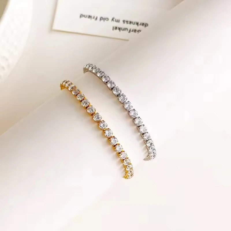 

Euro-American New Zircon Bracelet Women Charm Unique Design Thin Chain Bracelet On Hand Wedding Fashion Jewelry Wholesale