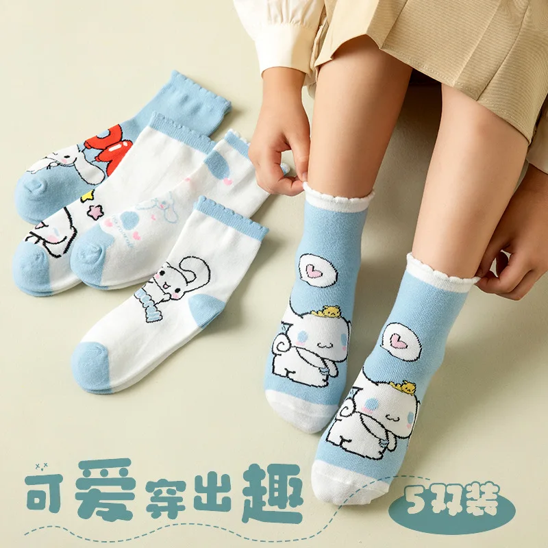 

5 Pairs Sanrio Big Eared Dog 2025 Spring Children's Socks Versatile Cute Japanese Cartoon Socks Children's Socks Girl Gift