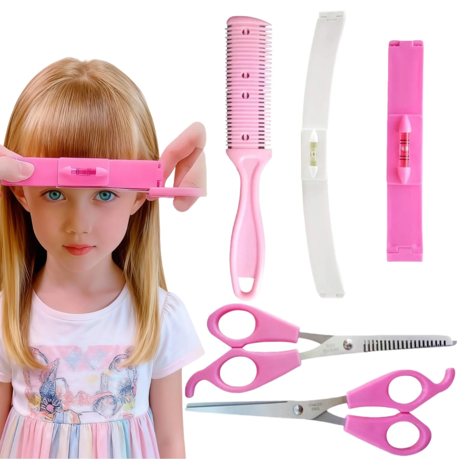

5in1 Hair Cutting Tool DIY Home Hair Cutting Clips for Bang, Layers and Split Ends Hair Cutting Guide Comb For Girls Women