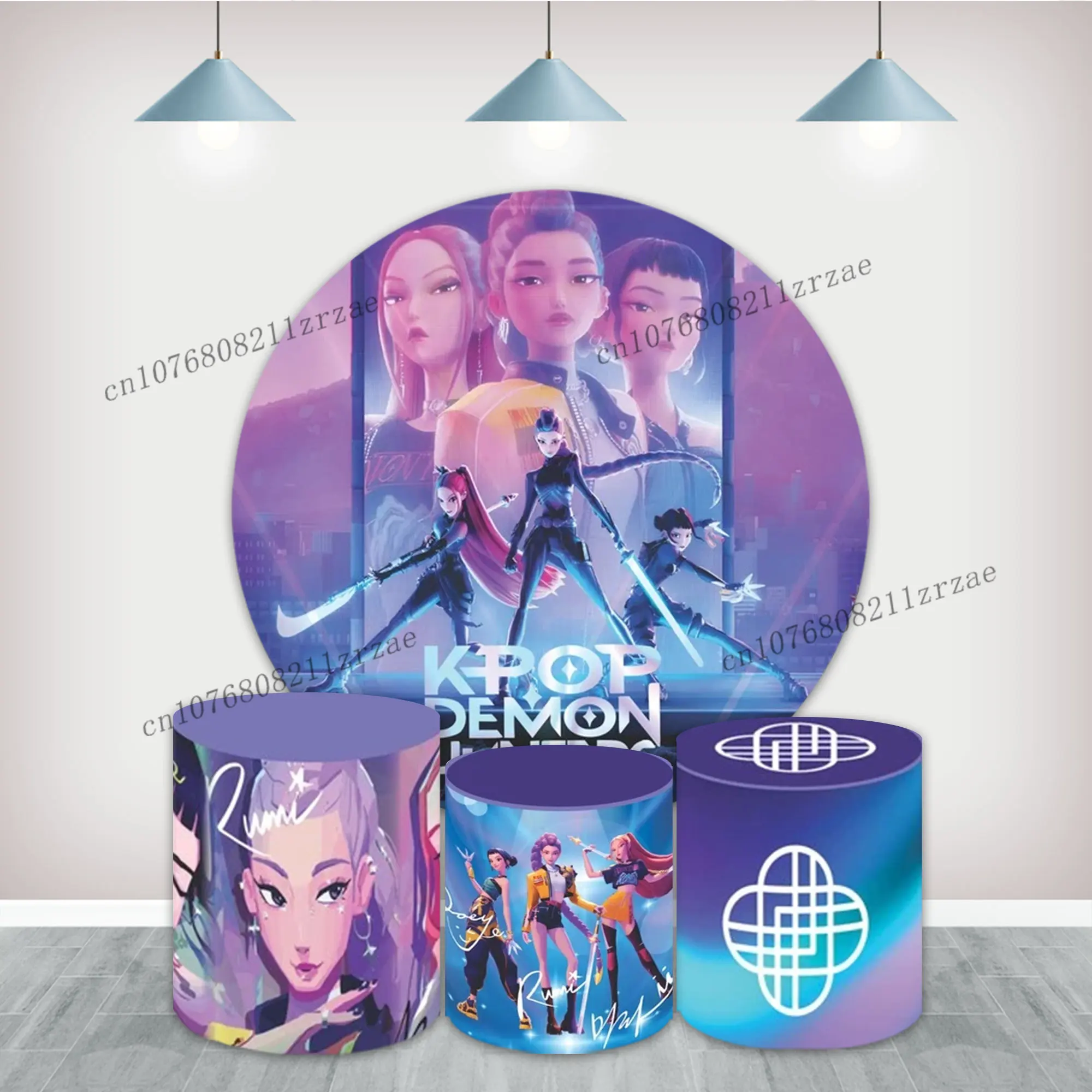 

KPop охотники на демонов круглый фон детский день рождения украшения детский душ баннер плакат фон реквизит для фотостудии