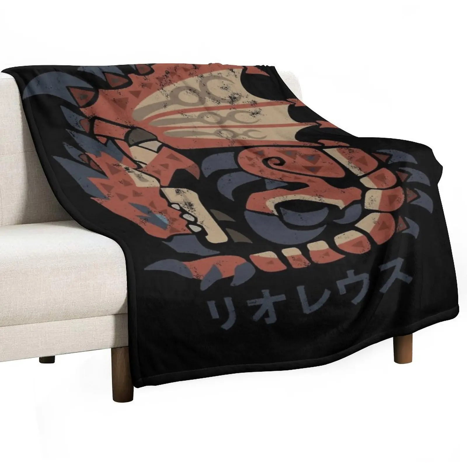 

Monster Hunter World Rathalos Kanji Icon Throw Blanket Soft Bedroom Blanket for Night Sleeping