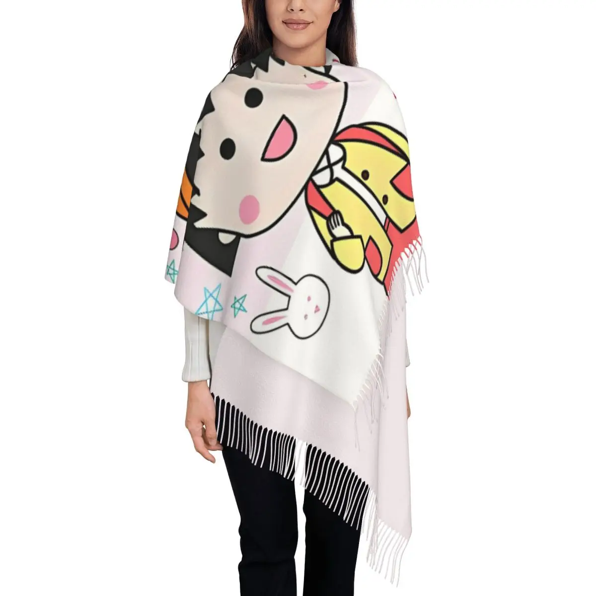 Chibi Maruko Chan Sakura Scarf for Womens Fall Winter Pashmina Shawls and Wrap Large Shawl Scarf for Ladies