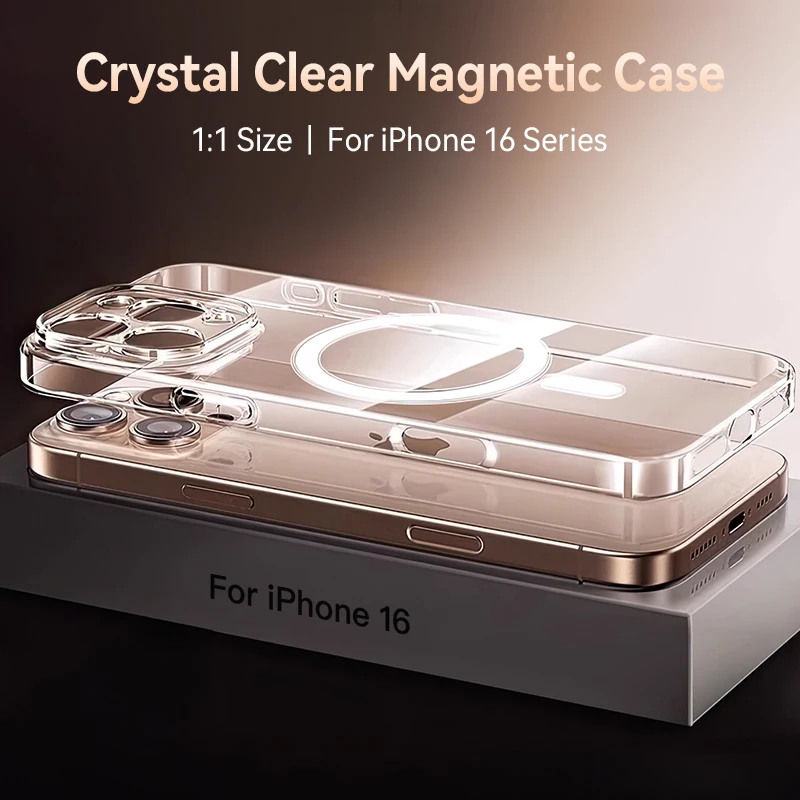 Joyroom Magnetic Transparent Case for iPhone 16 15 Pro Max Case Non-yellow Shockproof Cover for iPhone Protector Case