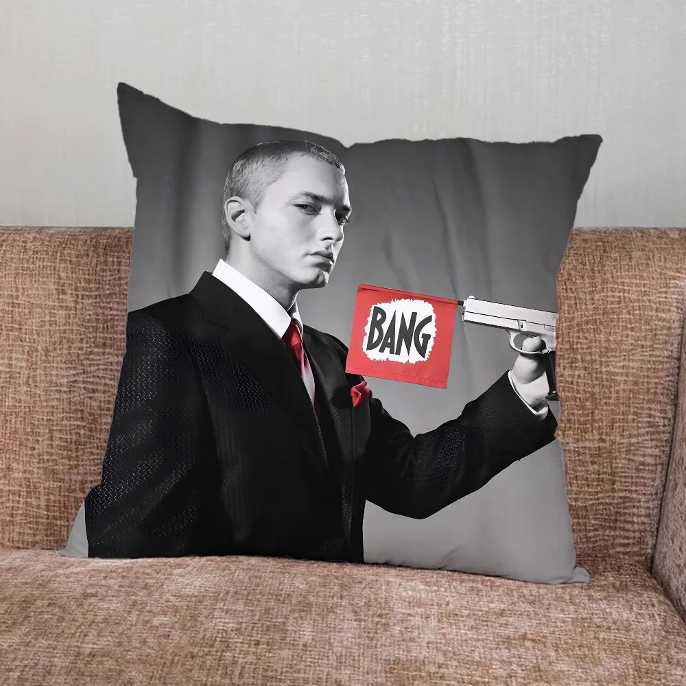 E-Eminem Rapper Pillow Case For Home Bedroom Car Office Decoration Living Room Sofa Cushion Cover Suitable