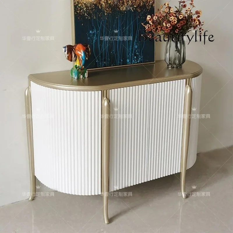 

0 American Light Luxury Solid Wood Porch Cabinet, Champagne Color Living Room Locker, Entrance Foyer Storage Cabinet Customiza