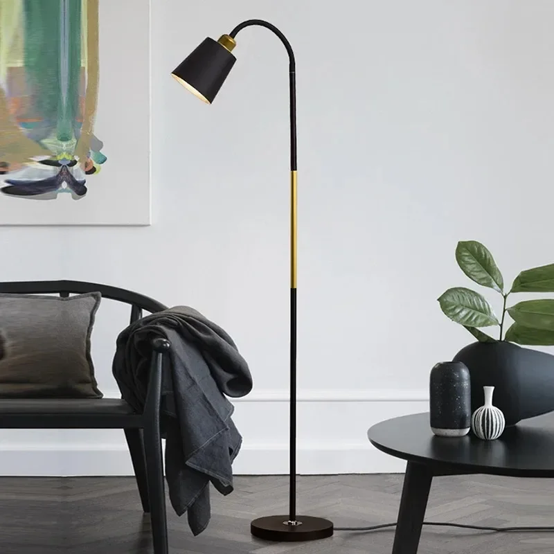 Simple Led Floor Lamp Bedroom study reading standing lamp Adjustable lamp head bedside lamp Wrought Iron Floor Light