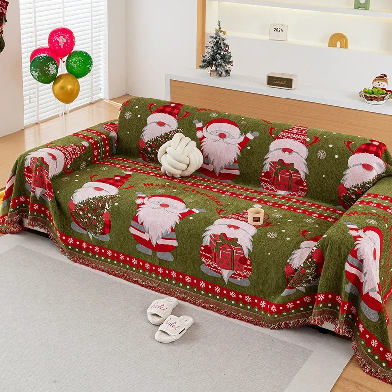 

Chenille Christmas Blanket Sofa Cover Four Seasons Universal Sofa Cover Multifunctional Blanket Christmas Home Decoration Covers