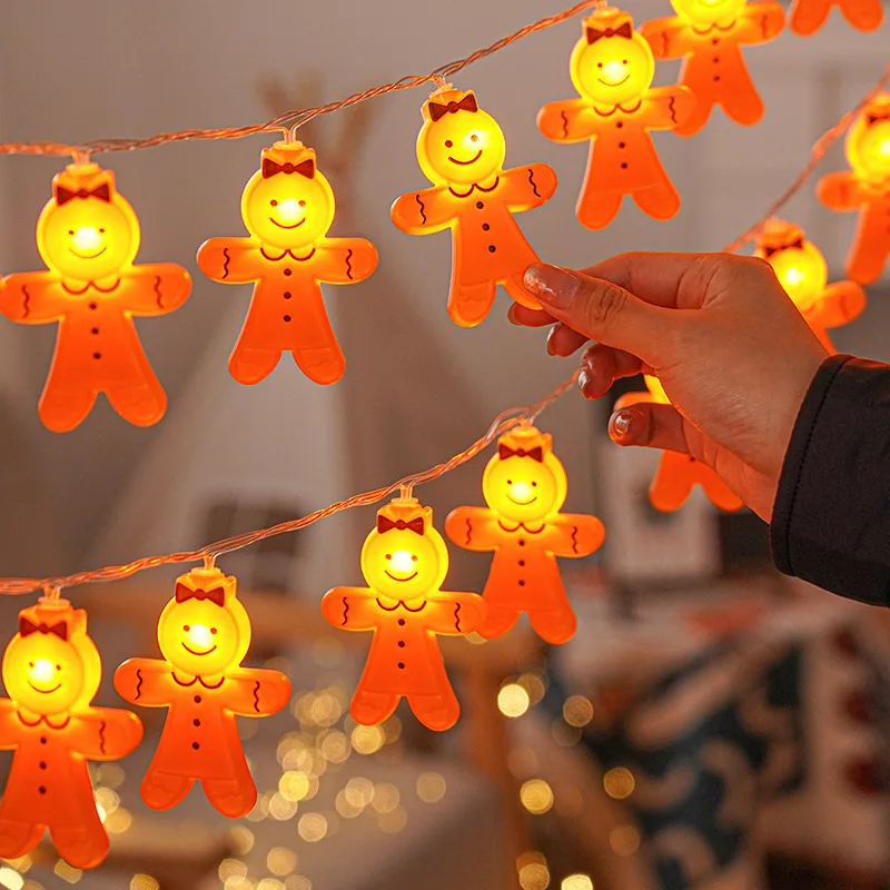 

1.5M 10LED Christmas Gingerbread Man String Lights Xmas Tree Decoration Fairy String Lights Christmas Home Decor New Year Gifts