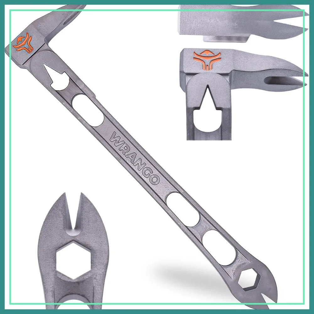 

9.5" Titanium Nail Puller Cats Paw Pry Bar, 45% Lighter Than Steel, Side Nail Puller, 13mm Bolt Remover, Contractor Grade