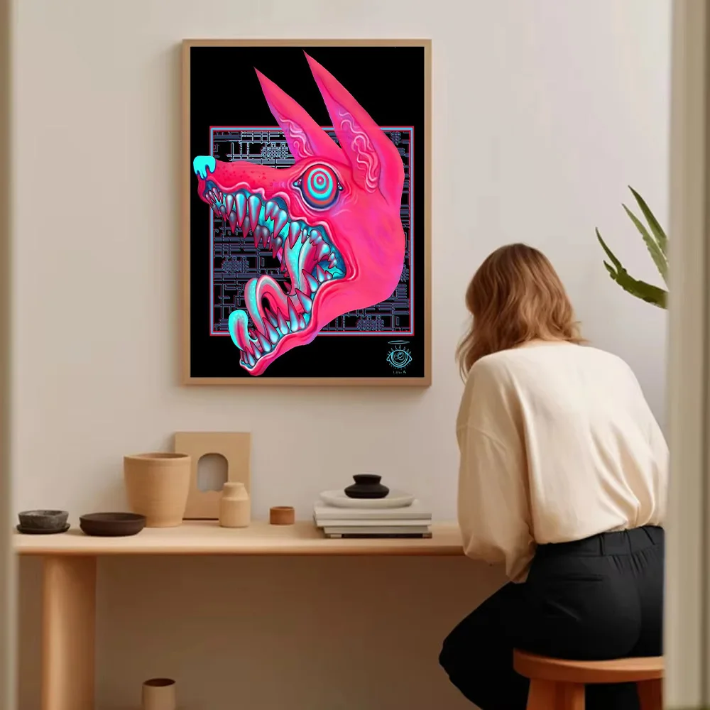 Vaporwave قماش الفن Cyberpunk مستقبلية جدار ديكور مخدر النيون توهج الجمالية غرفة ديكور الخيال العلمي مجردة اللوحة هدية