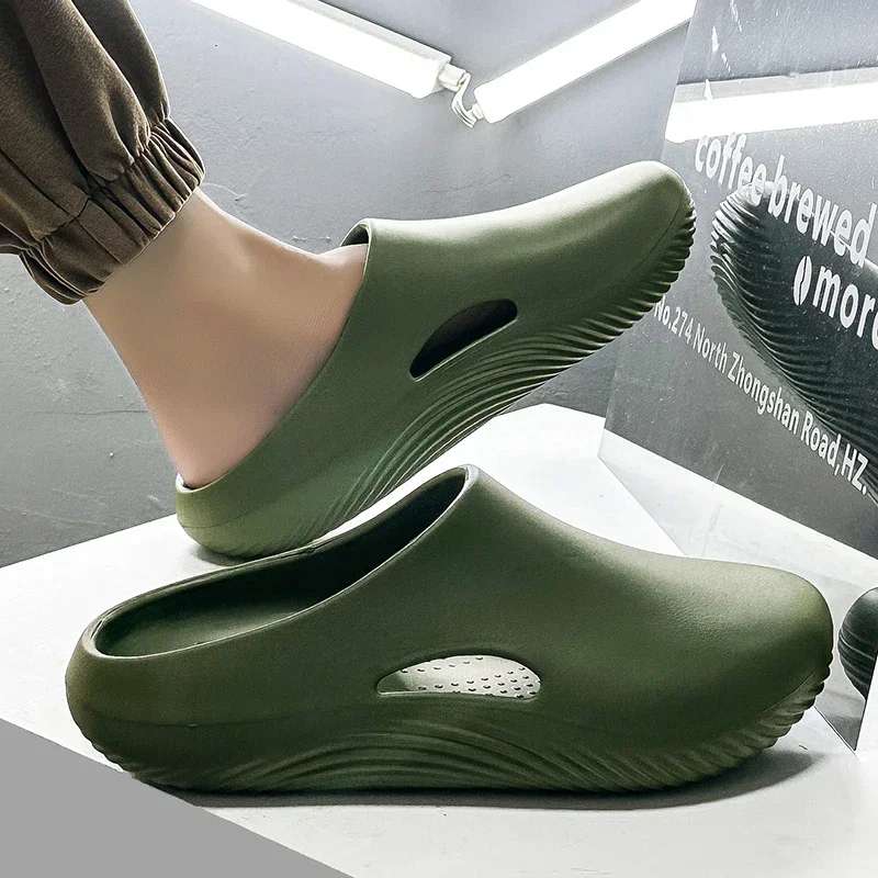 รองเท้าแตะลำลองสำหรับบ้านรองเท้าแตะชายหาดน้ำหนักเบารองเท้าแตะผู้ชายกันน้ำป้องกันการลื่นไถลเชฟรองเท้าระบายอากาศได้ดี SLIP ON ชายรองเท้าแตะสวน