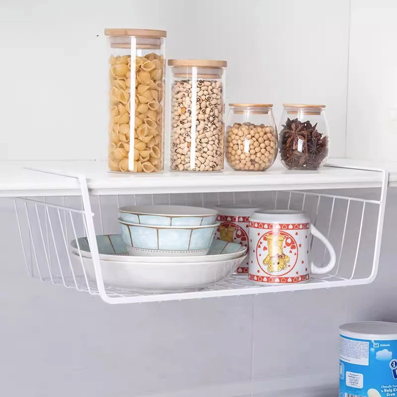 Home Storage Basket Kitchen Multifunctional Storage Rack Under Cabinet Storage Shelf Basket Wire Rack Organizer Basket