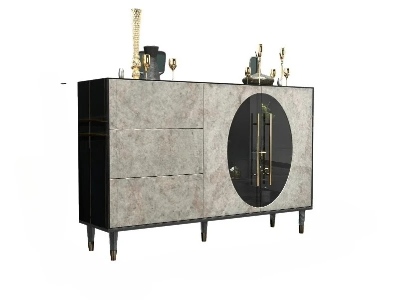 

Light luxury high-end dining side cabinet integrated against the wall small apartment entrance storage household cabinet