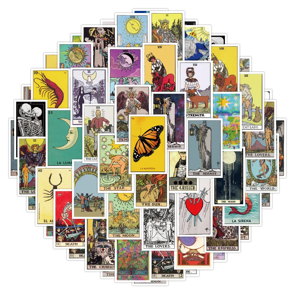 60pcs Tarot Cards Divination Death Graffiti Stickers On Car Stationery Computer Notebook Laptop Adesivi Adesivos Craft Supplies