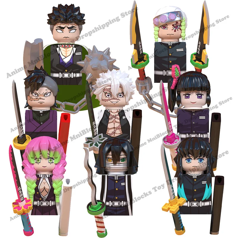 WM6137 Demon Slayer Anime Uzui Tengen Shinazugawa Genya Sanemi mini action toy figures building blocks Assemble toys dolls gifts