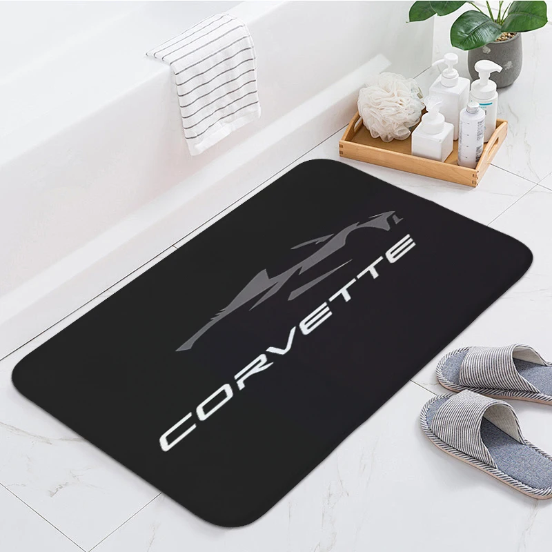 Bathroom Rug D-Corvettes Custom Doormat Entrance Door Hallway Porch Foot Mat Non-slip Carpet Entrance of House Slip-resistant