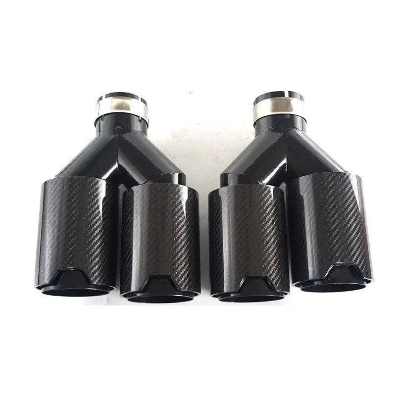 Black Carbon Fiber Exhaust Universal Car Exhaust Tips 89mm Tailpipe M3 Model 63mm Inlet Customized Oe Polished Exhaust Tips