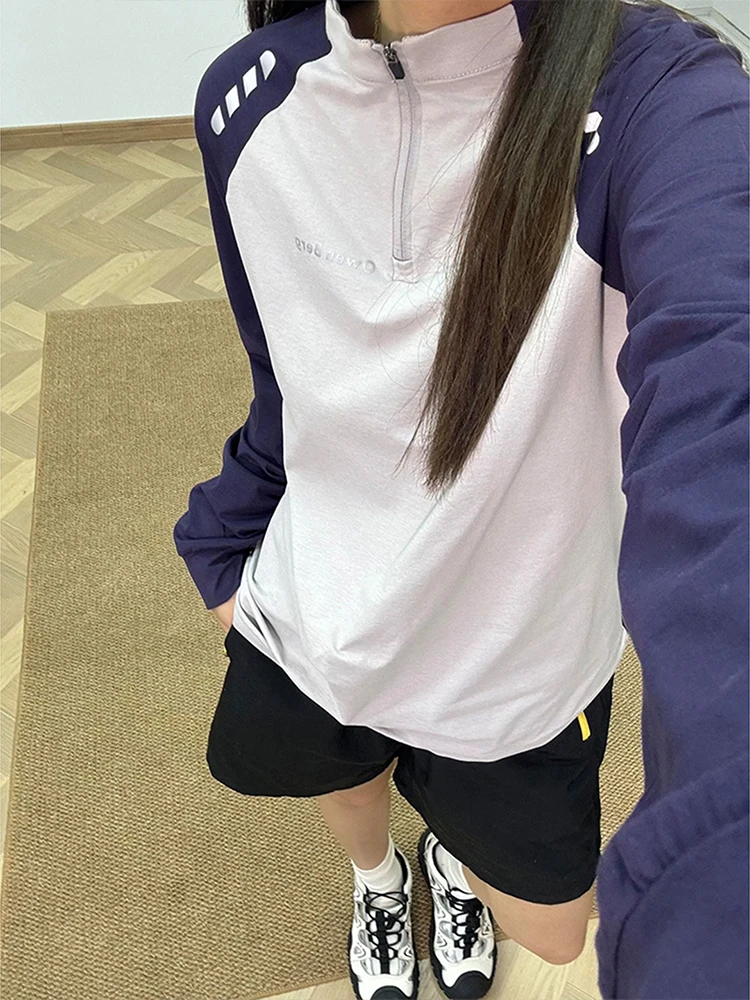 Haut de cyclisme léger à séchage rapide avec fermeture éclair pour femme, vêtement de sport d'été, t-shirt à manches longues, course en montagne en plein air, haut du corps