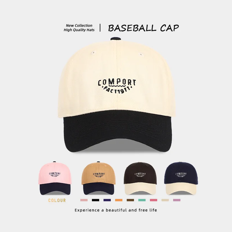 contrasting color embroidered baseball cap children's deep top adjustable face small retro cap versatile sunshade