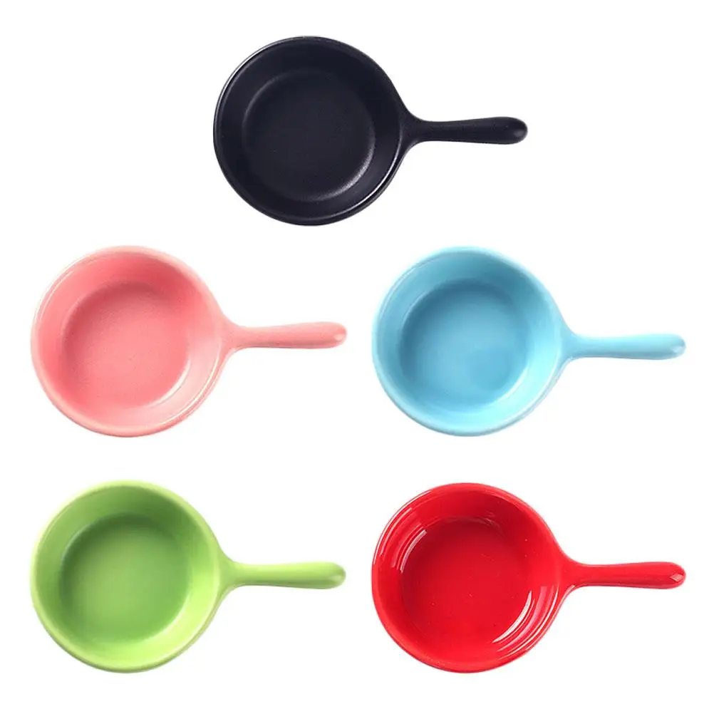 

5Pcs Premium Ceramic Sauce Dish With Handle Household Seasoning Plate Small Food Container For Spice Snack Appetizer Serving